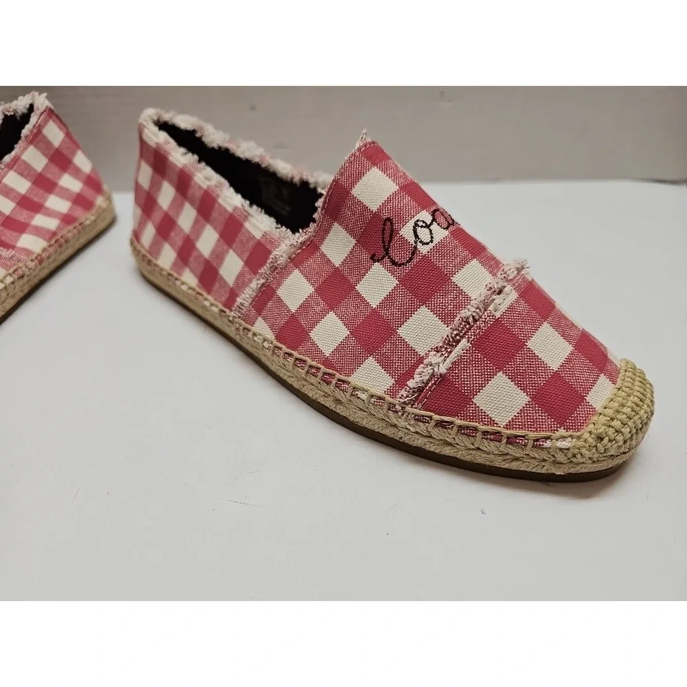 COACH‎ CELINA GINGHAM ESPADRILLE STRAWBERRY/CHALK SHOES WOMEN'S SIZE 11